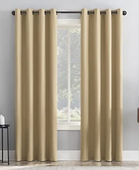 Cayden Grid Texture Draft Shield Fleece Insulated 100% Blackout Grommet Curtain Panel