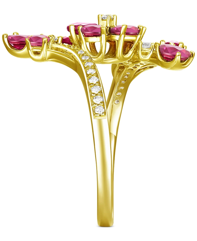 Ruby (1-1/2 ct. t.w.) & Diamond (1/4 ct. t.w.) Flower Statement Ring in 14k Gold