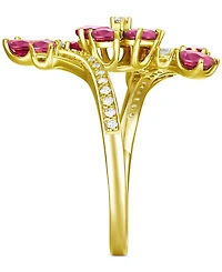 Ruby (1-1/2 ct. t.w.) & Diamond (1/4 ct. t.w.) Flower Statement Ring in 14k Gold