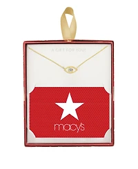Cubic Zirconia Evil Eye Gold Plate Necklace in Gift Card Box