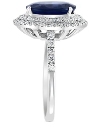 Effy Sapphire (4-1/4 ct. t.w.) & Diamond (5/8 Double Halo Ring 14k White Gold
