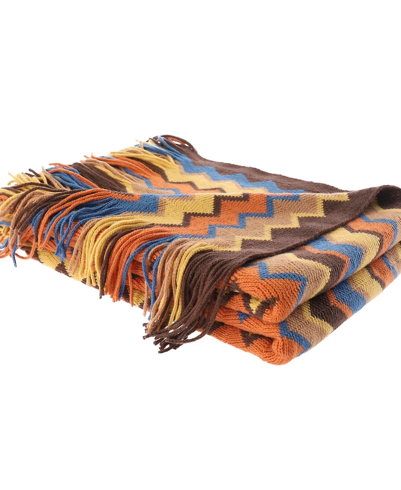 Happycare Textiles Multi-Color Chevron Pattern Throw, 60" x 50"