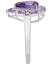 Swiss Blue Topaz (3-3/8 ct. t.w.) & White Topaz (1/6 ct. t.w.) Teardrop Halo Ring in Sterling Silver (Also in Amethyst & Morganite)
