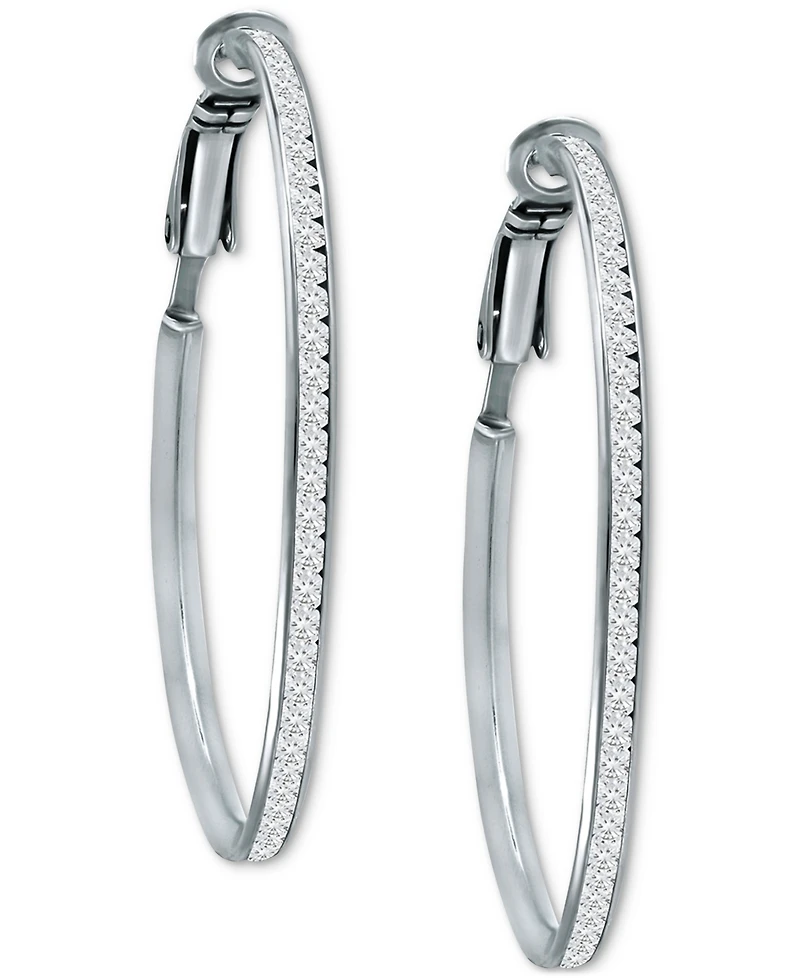 Giani Bernini Cubic Zirconia Medium Hoop Earrings, 1.5", Created for Macy's