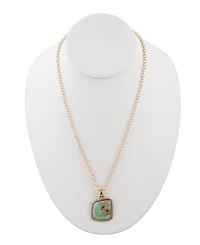 Barse Boulder Bronze and Genuine Turquoise Pendant on Chain Necklace