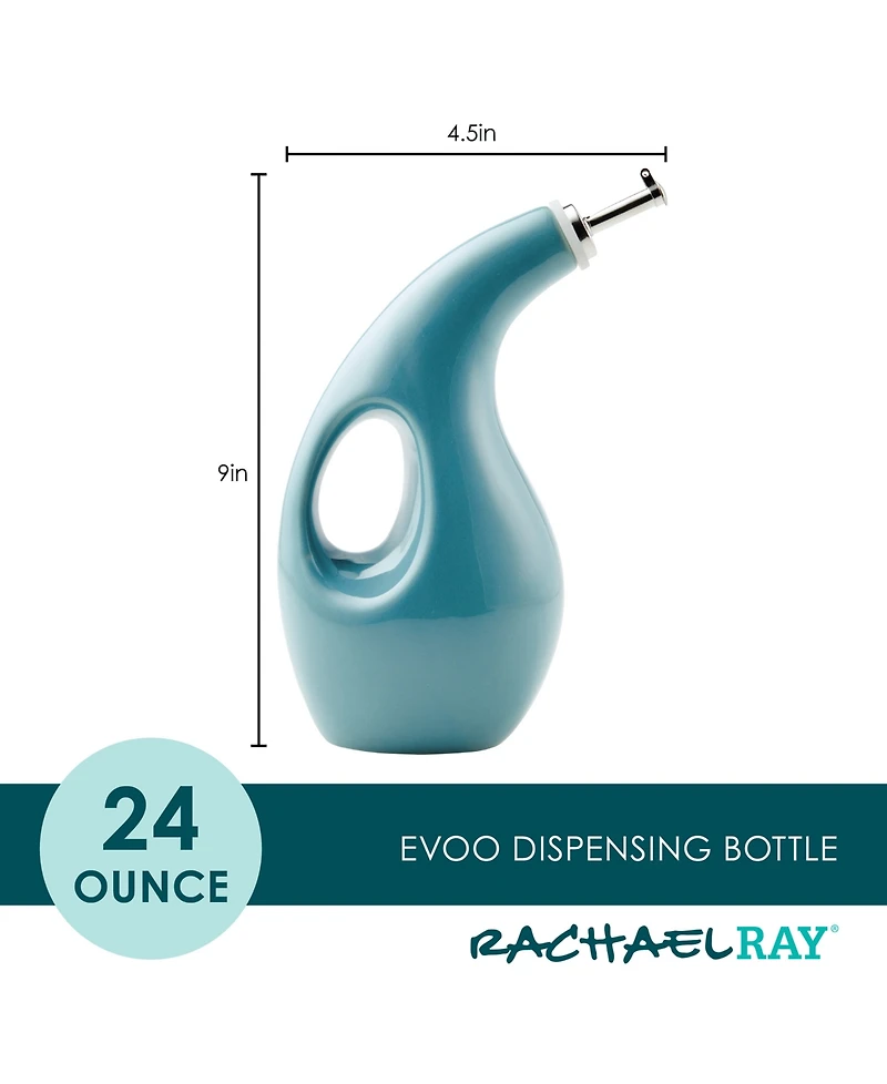 Rachael Ray Ceramic Evoo Oil and Vinegar Dispensing Bottle, 24-Ounce
