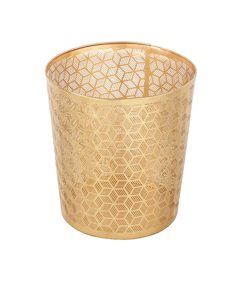 CosmoLiving by Cosmopolitan Gold Metal Glam Small Waste Bin, 10 " x 9 " x 9 "