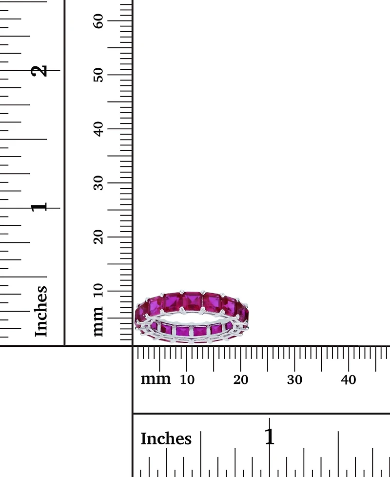 Princess Cut Cubic Zirconia Eternity Band Rhodium Plated Sterling Silver