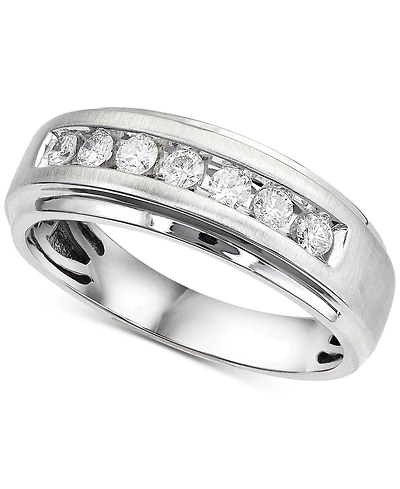 Men's Diamond 7-Stone Wedding Band (1/2 ct. t.w.) 10k Gold & White