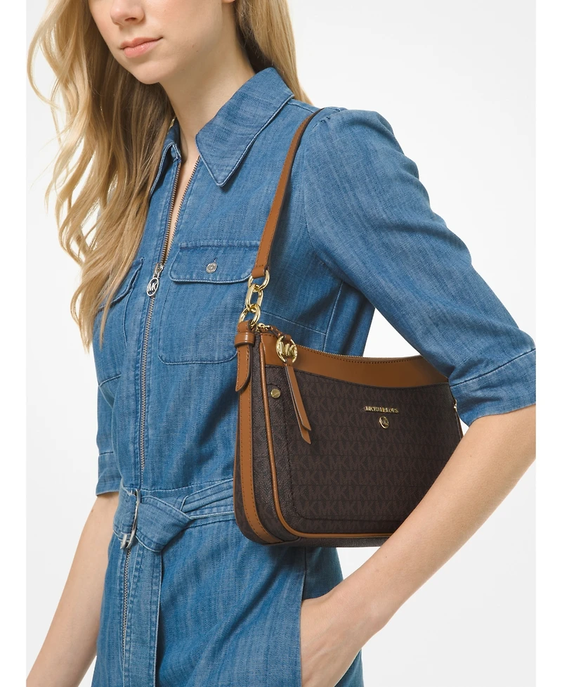 Michael Kors Logo Jet Set Charm Top Zip Pochette Shoulder Bag