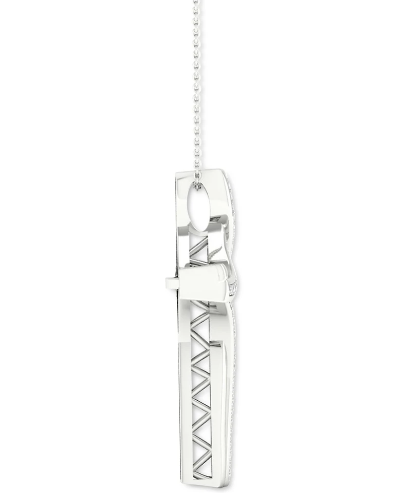 Twinkling Diamond Star Diamond Cross 18' Pendant Necklace (1/5 ct. t.w.) in 10k White Gold
