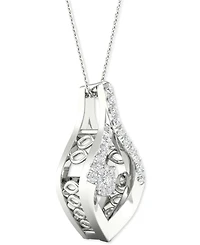 Twinkling Diamond Star Diamond Wishbone 18" Pendant Necklace (1/5 ct. t.w.) in 10k White Gold
