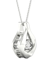 Twinkling Diamond Star Diamond Framed Solitaire 18" Pendant Necklace (1/5 ct. t.w.) in 10k White Gold