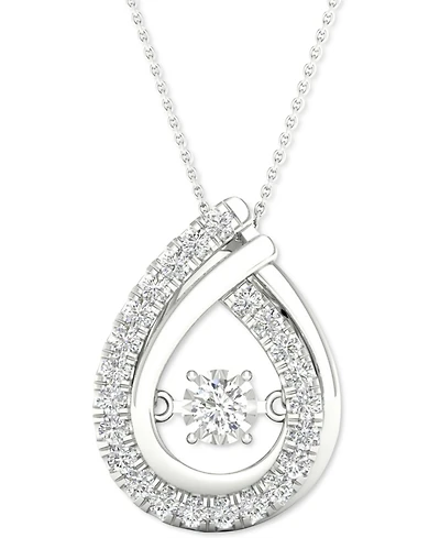 Twinkling Diamond Star Diamond Teardrop Halo 18" Pendant Necklace (3/4 ct. t.w.) in 10k White Gold
