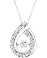 Twinkling Diamond Star Diamond Teardrop Halo 18" Pendant Necklace (3/4 ct. t.w.) in 10k White Gold