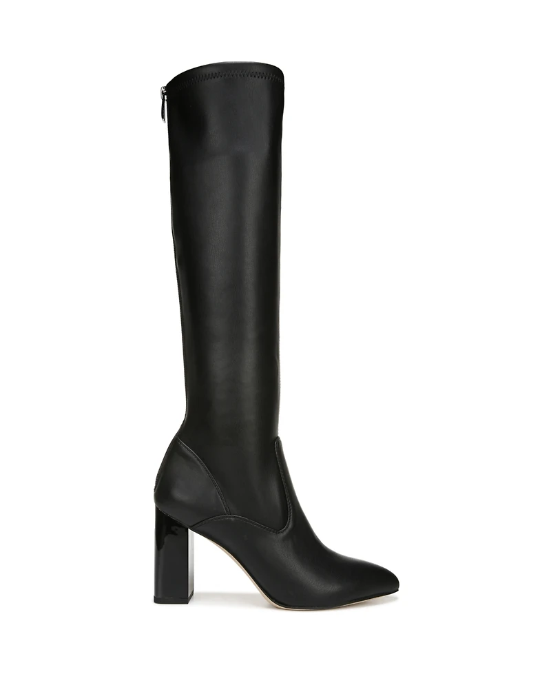 Franco Sarto Women's Katherine Wide Calf Block Heel Pointed Toe Knee High Boots