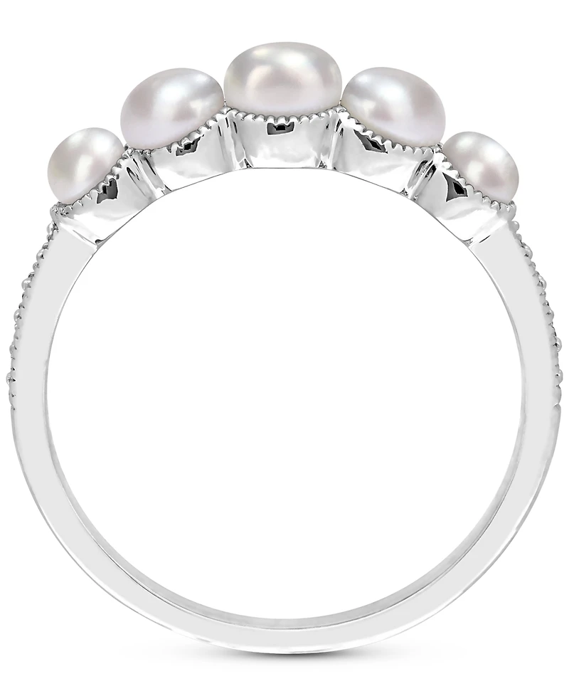 Cultured Freshwater Pearl (3-4-1/2mm) & Diamond Accent Ring 14k White Gold