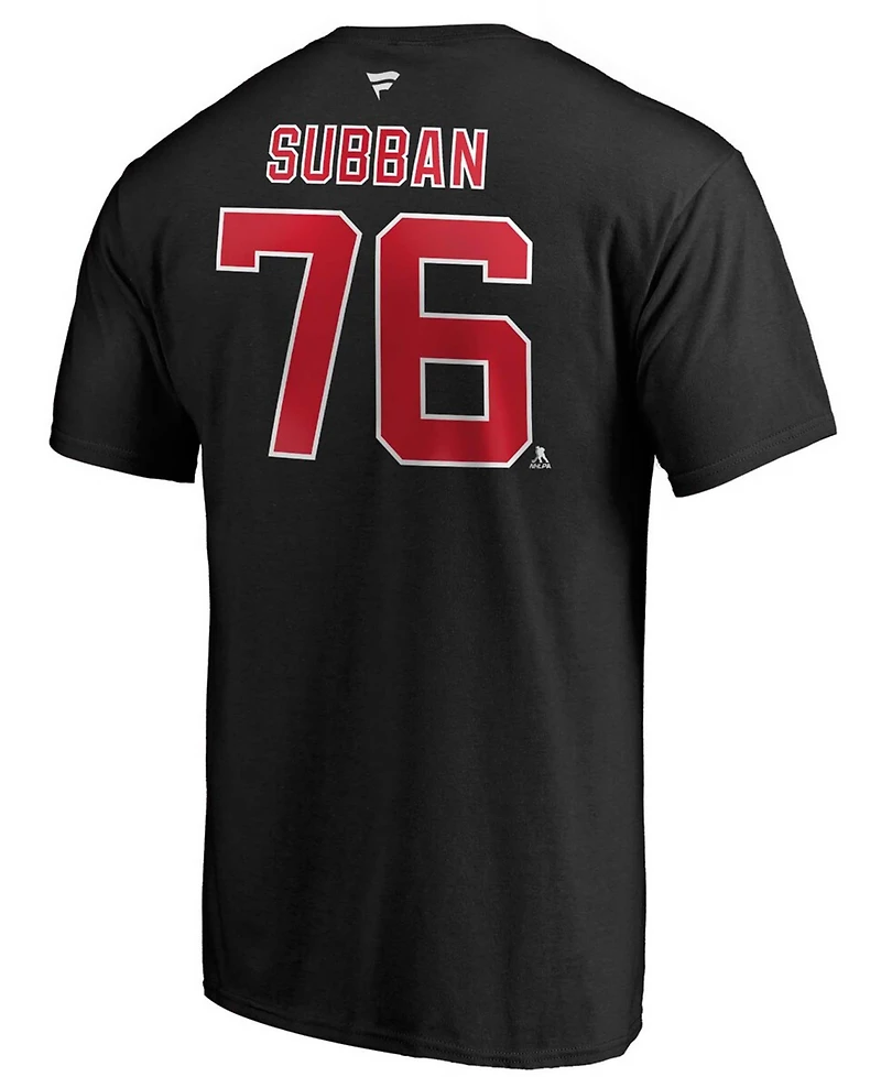 Men's P.k. Subban Black New Jersey Devils Authentic Stack Name and Number T-shirt