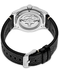 Seiko Men's Automatic 5 Sports Black Leather Strap Watch 43mm