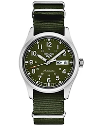 Seiko Men's Automatic 5 Sports Green Nylon Strap Watch 43mm