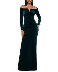 Xscape Petite Velvet Off-The-Shoulder Gown