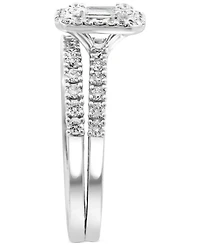 Effy Diamond Cluster Bridal Set (1 ct. t.w.) in 14k White Gold