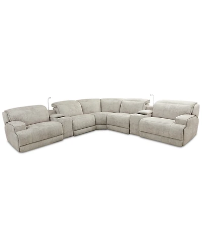 Sebaston -Pc. Fabric Sectional with Power Motion Recliners and 2 Usb Consoles