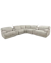 Sebaston -Pc. Fabric Sectional with Power Motion Recliners and 2 Usb Consoles