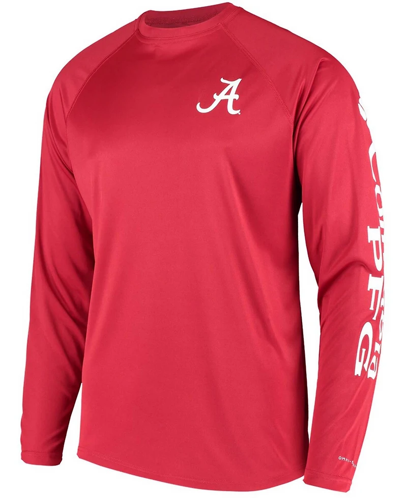 Men's Pfg Crimson Alabama Tide Terminal Tackle Omni-Shade Long Sleeve T-shirt
