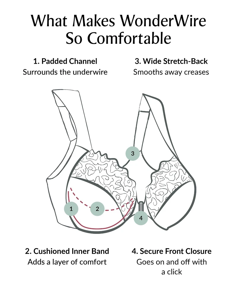 Glamorise Women's Plus Front Close Wonder Wire Bra with Smoothing Back 1247