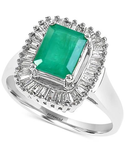 Effy Emerald (1-3/8 ct. t.w.) and Diamond (1/2 Ring 14k White Gold (Also Sapphire)
