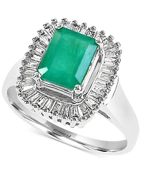 Effy Emerald (1-3/8 ct. t.w.) and Diamond (1/2 Ring 14k White Gold (Also Sapphire)