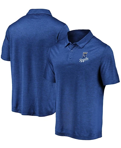 Men's Heathered Royal Kansas City Royals Iconic Striated Primary Logo Polo