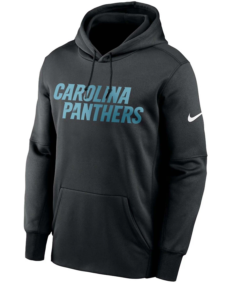 Men's Black Carolina Panthers Fan Gear Wordmark Performance Pullover Hoodie