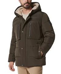 Marc New York Men's Yarmouth Micro Sheen Parka Jacket with Fleece-Lined Hood