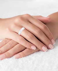 White Cubic Zirconia Eternity Band 14k Rose Gold Plated Sterling Silver