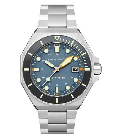 Spinnaker Men's Dumas Automatic Blue Yonder with Silver-Tone Solid Stainless Steel Bracelet Watch 44mm