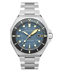 Spinnaker Men's Dumas Automatic Blue Yonder with Silver-Tone Solid Stainless Steel Bracelet Watch 44mm