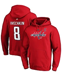 Men's Alexander Ovechkin Red Washington Capitals Authentic Stack Player Name and Number Pullover Hoodie