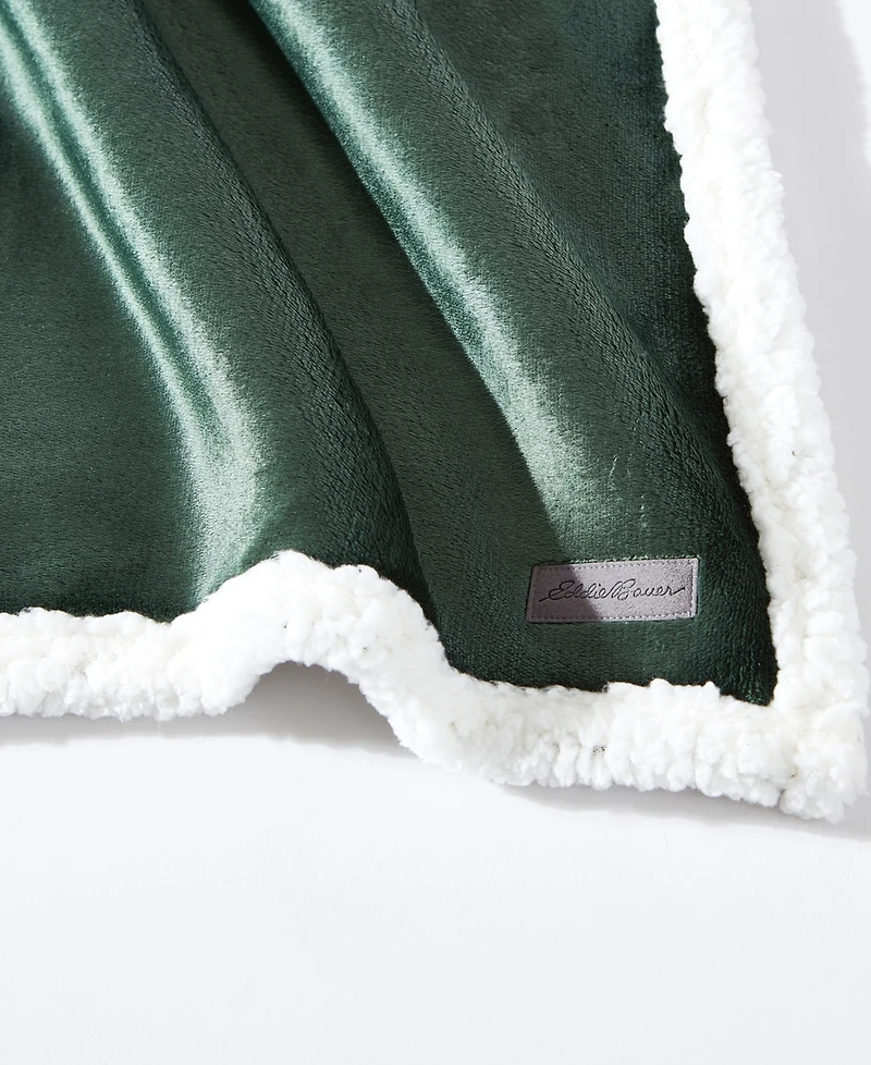 Eddie Bauer Solid Ultra Soft Plush Fleece Reversible Blanket