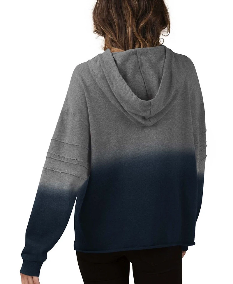 Women's Heather Gray, Navy Chicago Bears Superstar Dip-Dye Crop Pullover Hoodie