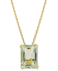 Lime Quartz Solitaire 18" Pendant Necklace in 14k Gold-Plated Sterling Silver (Also in White Quartz & Prasiolite)