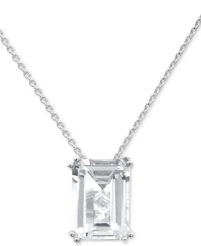 Lime Quartz Solitaire 18" Pendant Necklace 14k Gold-Plated Sterling Silver (Also White & Prasiolite)