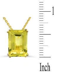 Lime Quartz Solitaire 18" Pendant Necklace 14k Gold-Plated Sterling Silver (Also White & Prasiolite)