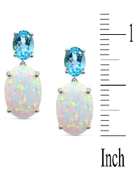 Lab-Grown Opal (4-1/4 ct. t.w.) & Sky Blue Topaz (2-3/4 ct. t.w.) Drop Earrings in Sterling Silver