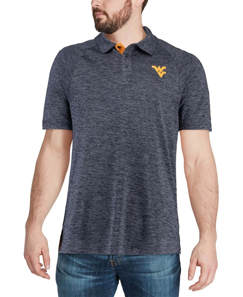 Men's Heather Navy West Virginia Mountaineers Down Swing Polo Shirt