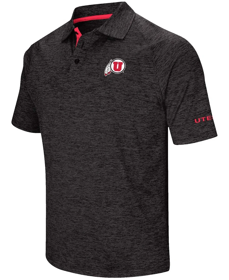 Men's Heather Black Utah Utes Down Swing Polo Shirt