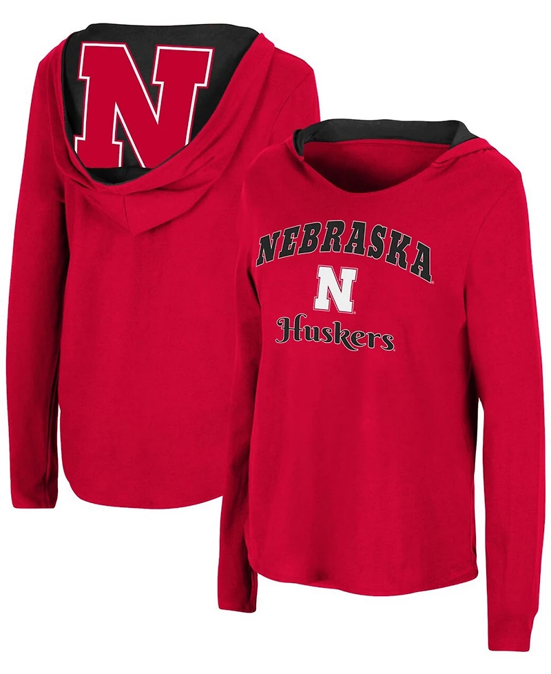 Women's Scarlet Nebraska Huskers Catalina Hoodie Long Sleeve T-shirt