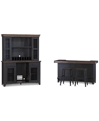 Peighton 5-Piece Bar Set (Back bar and hutch, bar and two stools)