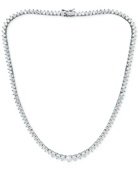 Cubic Zirconia Graduated Tennis 16" Collar Necklace in Sterling Silver